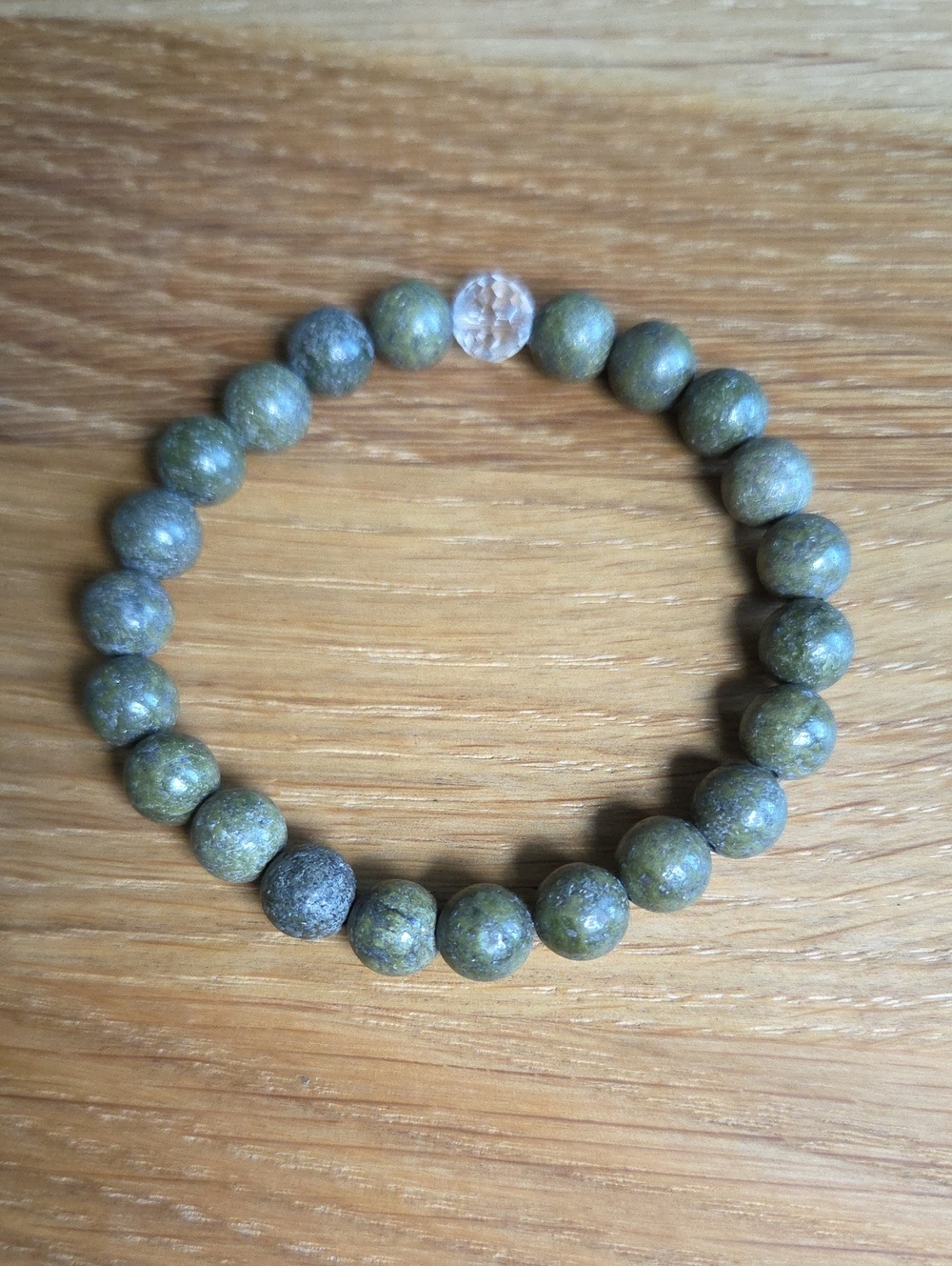 Green Serpentine Beaded Stretch Bracelet | Handmade